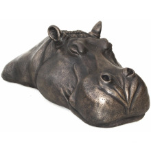Bronze Nilpferd Kopf Statue Skulptur
